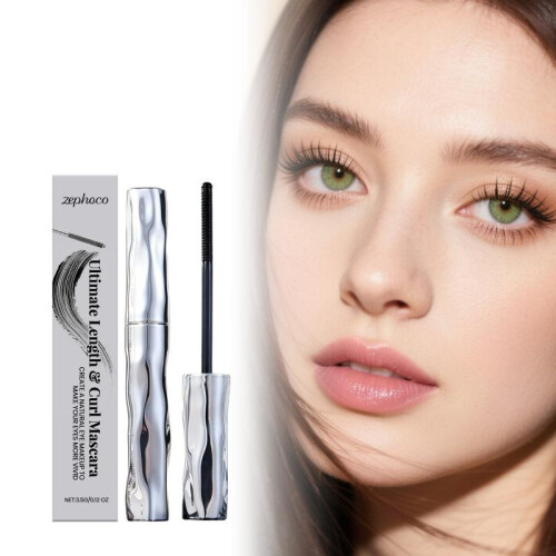 Zephoco Waterproof Volumizing Mascara Natural Curl Hold Long-Lasting Smudge Proof Lengthening Black 1 Pack 1