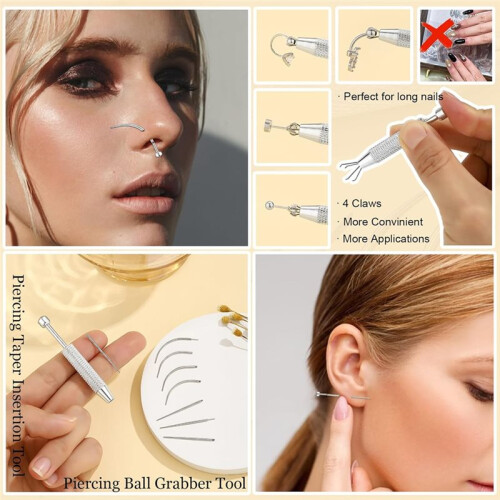 Piercing Taper Insertion Tool Piercing  Grabber Tool Kit 14G 16G 18G 20G Body Piercing Changing Tool 1