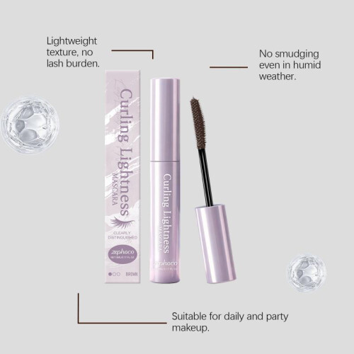 Zephoco Brown Volumizing Lightweight Mascara, Daily Natural Lengthening, Smooth Application for Curling and Setting, Smudge-Proof 2