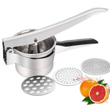 Vegetables and Fruit Masher Food Makes Light and Fluffy Mashed Potato Perfection with 3 Interchangeable Ricing Discs Easy to Clean 26-27s