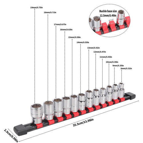 Pack of 13 Professional Socket Set and Convenient Rack Design for Efficient Work Wide Compatibility for Home Garage Use Multicolor