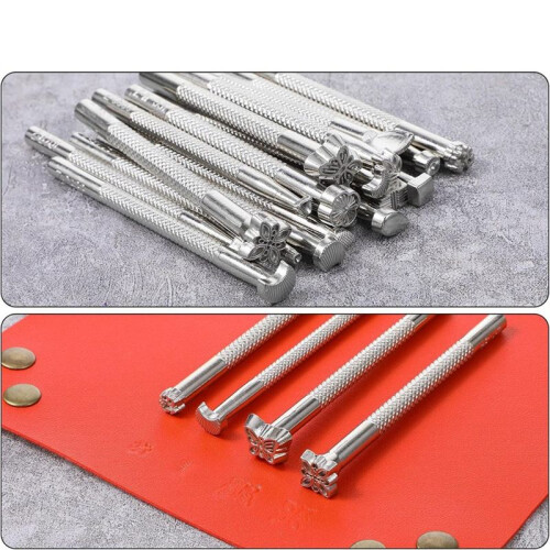 21PCS Leather Stamping Tools,Leather Stamping Kit with Rubber Hammer, 20 Different Special Shape Stamp Set Carving Tools 1