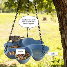 Hanging Bird Feeder, Durable Plastic Multifunctional Bird Bowl and Waterer, Decorative Feeding Station for Parrots Hummingbirds, Easy to Hang, 1 Pack
