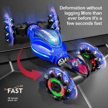 Gesture Sensing RC Twist Stunt Car - 4WD Off-Road Climb, 360 Drift, Deformation & Colorful Lights, Ideal Birthday Gift for Kids Boys 6-12 Years Old bl