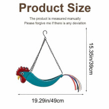 Rooster-Shaped Hanging Planter, Creative Wide-Mouthed Succulent Pot with Hanging Chain, Blue Rooster Decor for Balcony Courtyard Eaves