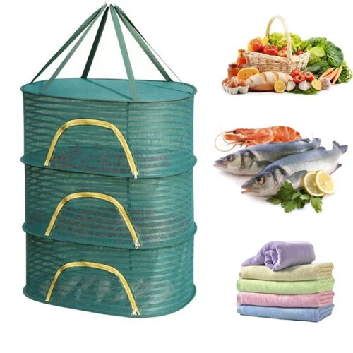 Multi Portable Foldable Multi-Layer Hanging Drying Net for Dry Goods Vegetable Fruit Herbs Clothing Non-Toxic Polyester 1