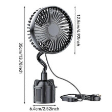 USB Car Cup Holder Fan, Flexible Gooseneck Desktop Fan with 3 Speeds, Portable Strong Airflow for Car Dorm Travel Camping Fishing