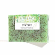 Tea Tree & Walnut Scrub Soap, Natural Exfoliating Bar for Deep Cleaning Facial Cleansing Makeup Removal and Bath Use