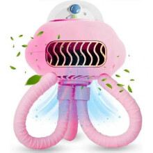 Octopus Desk Fan with Astronaut Figurine, Pink Rechargeable Portable Fan with Transparent Dome, Curved Tentacle Stand, USB Powered up to 8 Hours