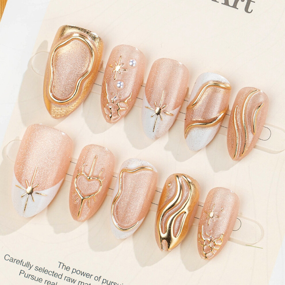 Roc-Electron Golden French False Nails 30Pcs, Wedding Party Use