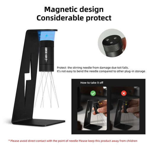 MHW-3BOMBER WDT Tool Espresso Distribution Tool with Magnetic Stand,Adjustable Range Coffee Needle Stirrer Dosing Funnel Set,A 1