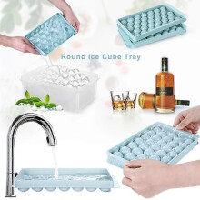 1 Pcs Blue Round Ice Cube Tray, Freezer Ice Ball Maker Mold, Mini Circle Ice Cube Tray, Sphere, Tea