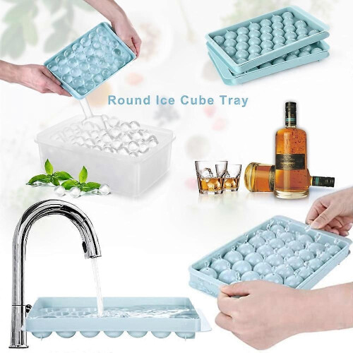 1 Pcs Blue Round Ice Cube Tray, Freezer Ice Ball Maker Mold, Mini Circle Ice Cube Tray, Sphere, Tea