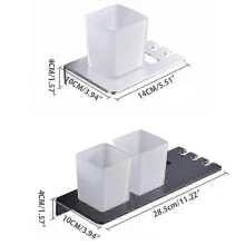 (White single) Wall Mounted Toothbrush Holder Toothbrush Organizer Mouthwash Cup Holder with Cup Large Storage Function Bathroom Accs White