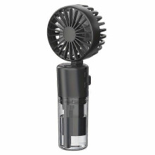 (Black) Portable Neck Fan with Spray Function, USB Rechargeable Foldable Design, Handheld and Desktop Fan