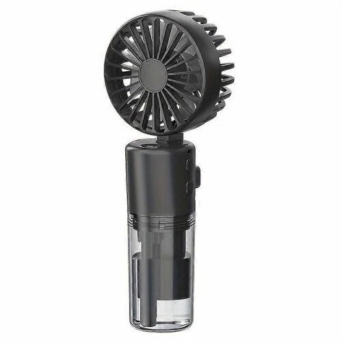 (Black) Portable Neck Fan with Spray Function, USB Rechargeable Foldable Design, Handheld and Desktop Fan