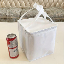 (Lake Blue) Insulated Cooler Bag with Aluminum Foil Lining, Portable Non-Woven Zipper Keeps Food Cold for Camping Picnic Lunch, 1pc