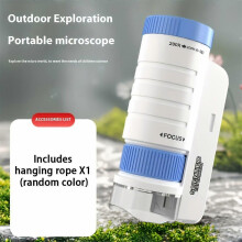 (Blue) Portable Kids Microscope 60X-200X Zoom with LED Light, Handheld STEM Educational Science Toy for Outdoor Exploration, Gift for Boys Girls