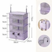 Travel Hanging Storage Bag 4-Layer, Foldable Wardrobe Organizer with Shoe and Underwear Compartments, 3D Compression Packing for Suitcase