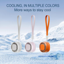 (Orange) Mini Portable Clip-On Fan with 360 Rotation, USB Rechargeable, 3-Speed Silent Bladeless Design for Outdoor Hiking Camping