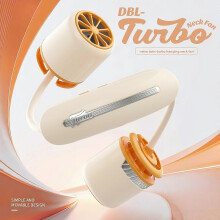 (Orange) Retro Dual-Propeller USB Rechargeable Neck Fan, Portable Hands-Free Personal Cooling Fan for Outdoor Hiking Travel and Work