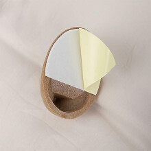 (4pcs) Wood-Grain Plastic Oval Adhesive Hooks, Self-Adhesive Backing, No Drilling Needed for Kitchen and Bedroom