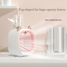 (pink color) Portable USB Cooling Fan, Rechargeable Mini Fan with 3 Speeds and Humidifying Function for Home Office Dormitory