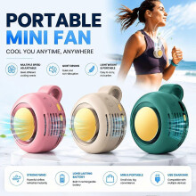 Mini Clip Fan, Portable Bladeless Personal Fan, Rechargeable, 360 Rotation, Multi-Speed, Quiet, Hands-Free for Travel and Outdoor
