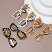 (2 Yellow) Vintage Eyeglass Hair Clips, Gold Alloy Polka Dot Hollow Design, Elegant Hair Clips for Bangs and Fringes
