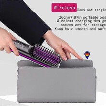 (Black) Rechargeable Cordless Straightening Brush with Digital Display 200C, Ceramic Coated, Portable for Home Use