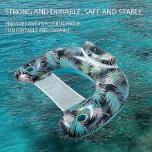 (cup Holder, Light Color) Inflatable Pool Float Chair for Adults with Cup Holder and Backrest, 115cm/45.3in, Tropical Summer Pool Lounger