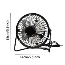 (Black) 4 Inch USB Desk Fan, 360 Rotation Metal Personal Cooling Fan, Ultra-Quiet for Bedroom Office Table