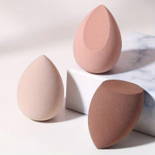 (Apricot and Coffee and Pink) 3 Pcs Makeup Sponge Set, Gourd-Shaped Teardrop Puff, Cushion Sponge for Foundation Blending, Latex-Free Face Sponges