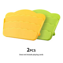 (YellowandGreen) Durable Inclined Card Storage Box, Contactless Poker Tray, Portable Desktop Accessory for Various Card Games