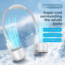 (White) Wearable Turbine Neck Fan, Adjustable Portable Quiet Hands-Free Cooling Fan with Dual Outlets