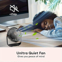 (Blue) Portable USB Desk Fan 7.87 Inch, Mini Silent Electric Fan with Ultra-Long Battery Life, Large Airflow for Office Dorm Bedroom Car Outdoor Use