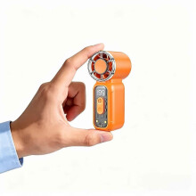 (Orange) Portable Handheld Mini Fan USB Rechargeable, 199 Speeds Quiet Pocket Fan with Digital Display for Travel Outdoor Office Makeup