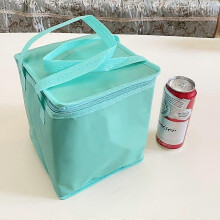 (White) Insulated Cooler Bag with Aluminum Foil Lining, Portable Non-Woven Zipper Keeps Food Cold for Camping Picnic Lunch, 1pc