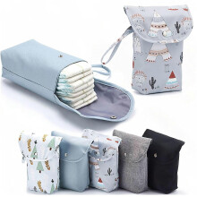(Animal) Portable Diaper Storage Bag, Lightweight Outing Pouch for Baby Cloth and Disposable Diapers, with Snap Button and Wrist Strap