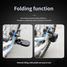 1 Pair Antislip Adjustable Rear Feet Pedals, Folding Bicycles Foot Plates Pedals Bicycles Footrest for Mountain Bikes Black