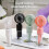 (Green) Portable Neck Fan with Spray Function, USB Rechargeable Foldable Design, Handheld and Desktop Fan 1