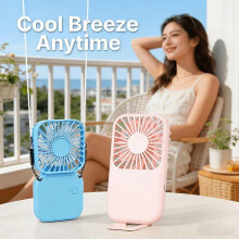 (PinkandWhite) Portable Mini USB Fans 2 Pack, Personal Desk Fan with Hanging Strap and Stand, for Outdoor Summer Picnic Travel