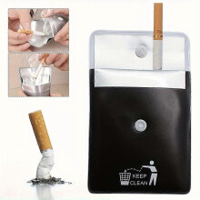 (1pc-white) Compact Fireproof Ashtray Pouch, Square Plastic Odorless Ash Container with Secure Snap Lid, for Travel Camping Outdoor Use