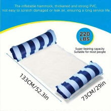 Inflatable Pool Floats 2 Pack, Striped Swimming Rafts in Pink-White and Blue-White, Foldable Loungers for Pool Beach