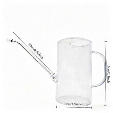 2 Pcs Transparent Watering Can with Stainless Steel Long Spout, Detachable Spray Nozzle, Capacity Markings for Indoor Plants Succulents Balcony Garden