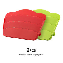 (RedandGreen) Durable Inclined Card Storage Box, Contactless Poker Tray, Portable Desktop Accessory for Various Card Games