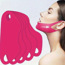 Red Bow-Tie Shaped Face Lifting Tape, 3 Pcs Double Chin Strips with Collagen Aloe Vera Hyaluronic Acid for Jawline Sculpting