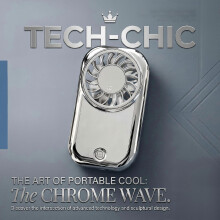 (Plated Orange) Mini Handheld Fan with Mirrored Metal Finish, Card-Sized Pocket Fan, Strong Airflow for Travel and Makeup