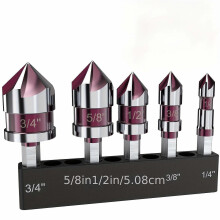 Countersink Drill Bit Set, M35 Alloy 82-Degree with 1/4-Inch Hex Shank, 6-Piece Includes 1/4-3/4 Inch Sizes and Holder for Metal Wood Plastic