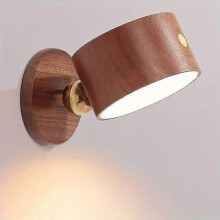 (Beech) Wooden Wall Light 1pc, LED Dimmable Reading Lamp with Touch Control, 360 Rotation Bedside Wall Sconce for Bedroom Living Room
